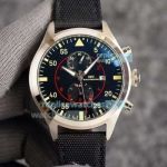Replica IWC Pilots Chronograph Black Dial Black Nylon Watch 44MM